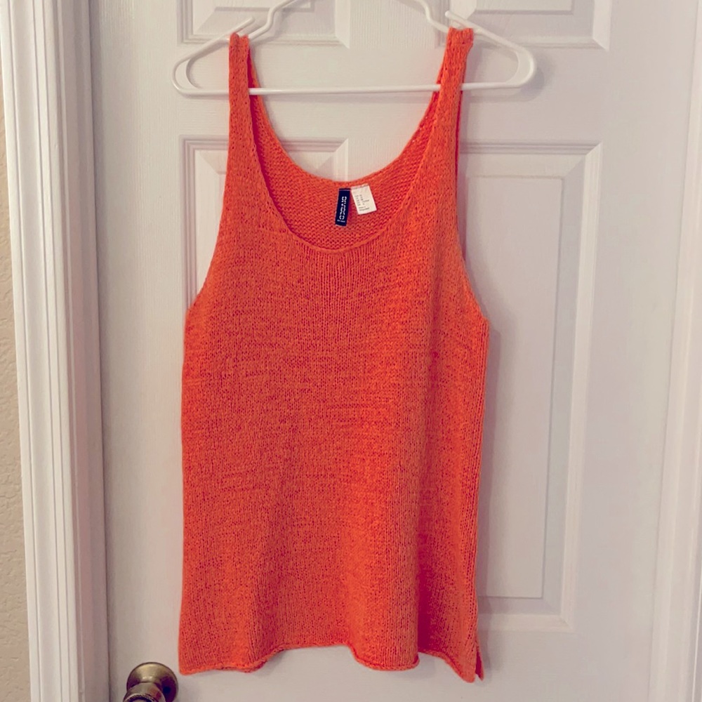 H&M, Tank Top sweater, Bright orange/ pink, Sz. 12